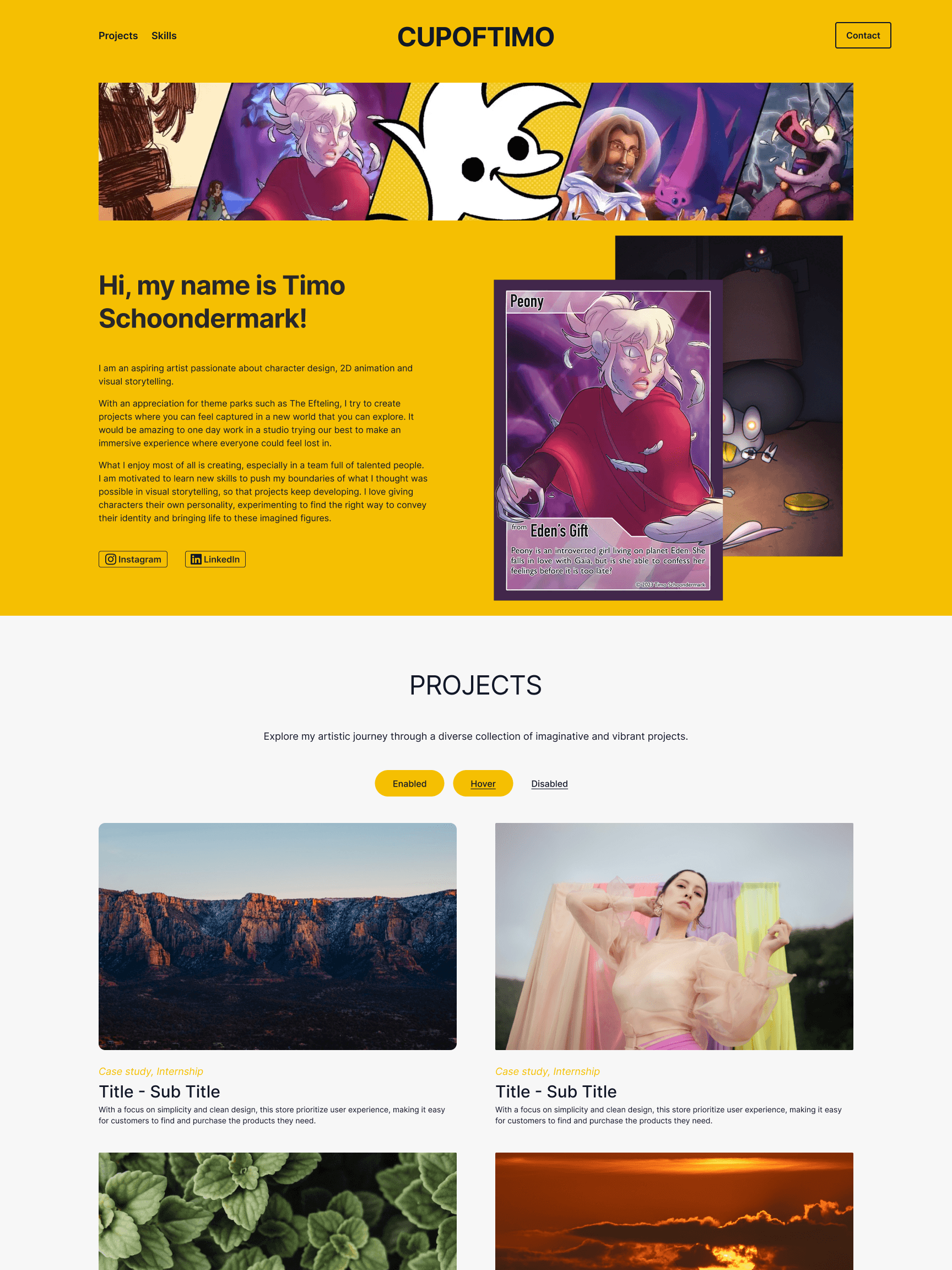 The Figma design of the Cupoftimo portfolio website